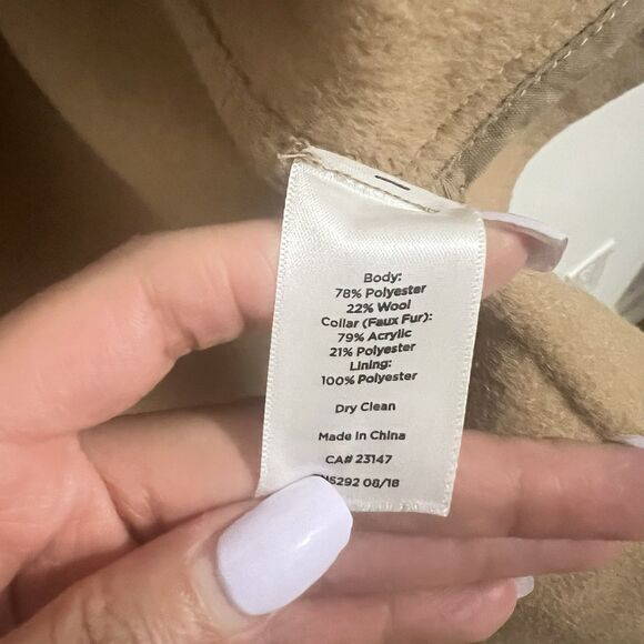 Talbots Wool Blend Long Vest Duster Size L Tan Sleeveless Minimalist Equestrian - Picture 3 of 7